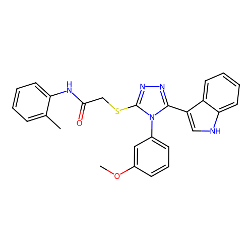 2-{[5-(1H-indol-3-yl)-4-(3-methoxyphenyl)-4H-1,2,4-triazol-3-yl]sulfanyl}-N-(2-methylphenyl)acetamide structure
