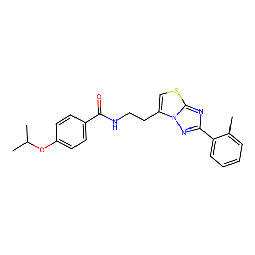 4-isopropoxy-N-(2-(2-(o-tolyl)thiazolo[3,2-b][1,2,4]triazol-6-yl)ethyl)benzamide structure