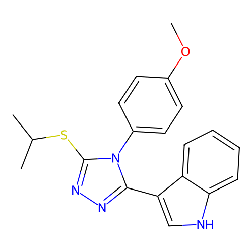 3-(5-(isopropylthio)-4-(4-methoxyphenyl)-4H-1,2,4-triazol-3-yl)-1H-indole structure