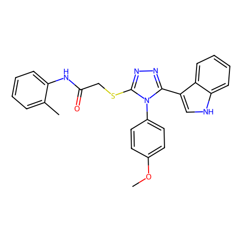 2-{[5-(1H-indol-3-yl)-4-(4-methoxyphenyl)-4H-1,2,4-triazol-3-yl]sulfanyl}-N-(2-methylphenyl)acetamide structure