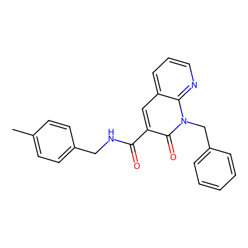 1-benzyl-N-(4-methylbenzyl)-2-oxo-1,2-dihydro-1,8-naphthyridine-3-carboxamide structure