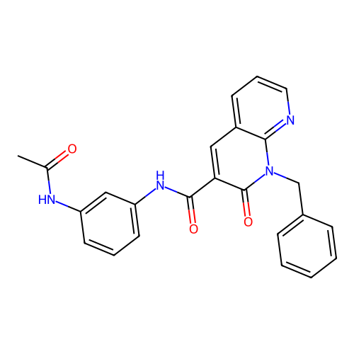 N-(3-acetamidophenyl)-1-benzyl-2-oxo-1,2-dihydro-1,8-naphthyridine-3-carboxamide structure