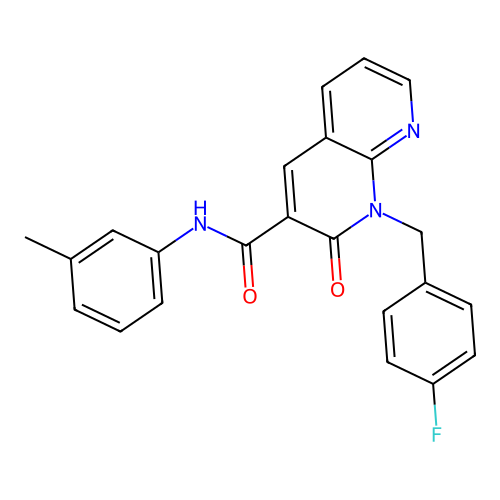 1-(4-fluorobenzyl)-2-oxo-N-(m-tolyl)-1,2-dihydro-1,8-naphthyridine-3-carboxamide structure