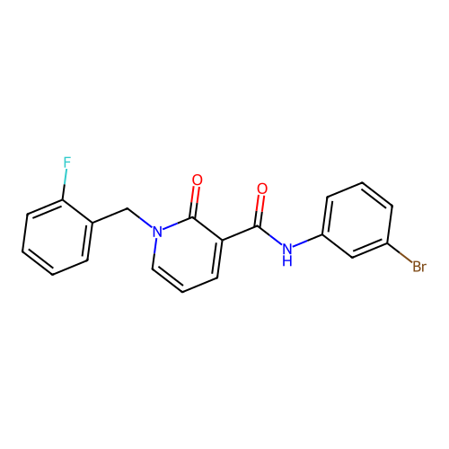 N-(3-bromophenyl)-1-(2-fluorobenzyl)-2-oxo-1,2-dihydropyridine-3-carboxamide structure
