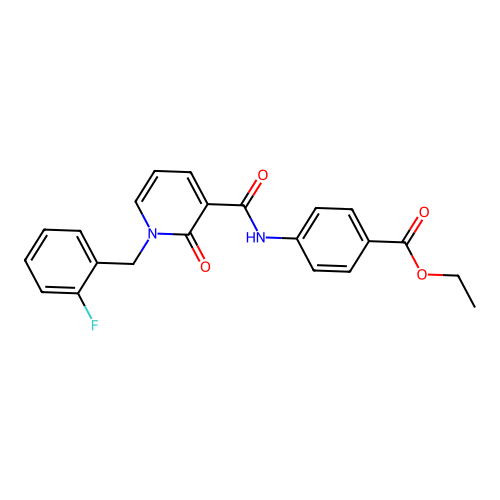 Ethyl 4-(1-(2-fluorobenzyl)-2-oxo-1,2-dihydropyridine-3-carboxamido)benzoate structure