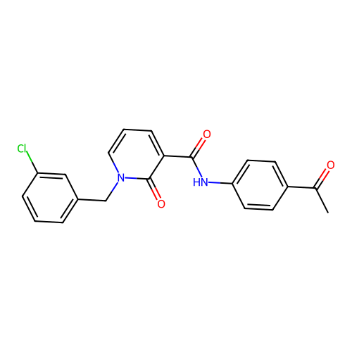 N-(4-acetylphenyl)-1-(3-chlorobenzyl)-2-oxo-1,2-dihydropyridine-3-carboxamide structure