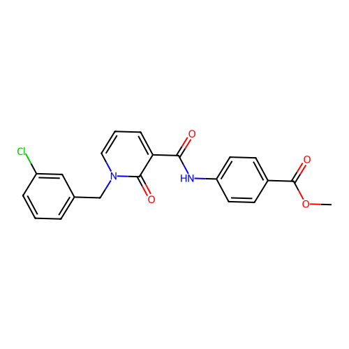 Methyl 4-(1-(3-chlorobenzyl)-2-oxo-1,2-dihydropyridine-3-carboxamido)benzoate structure