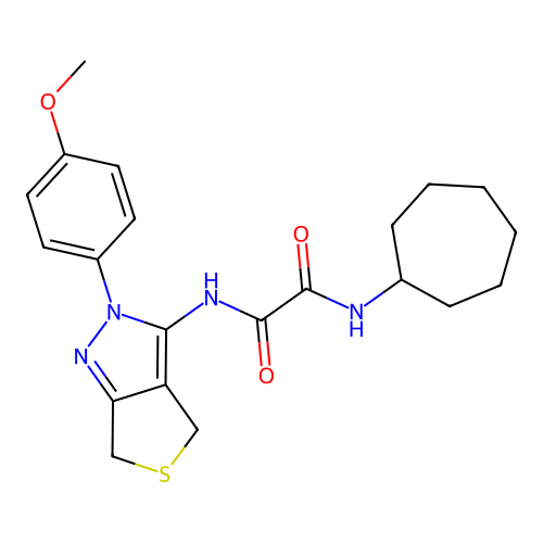 N'-cycloheptyl-N-[2-(4-methoxyphenyl)-2H,4H,6H-thieno[3,4-c]pyrazol-3-yl]ethanediamide structure