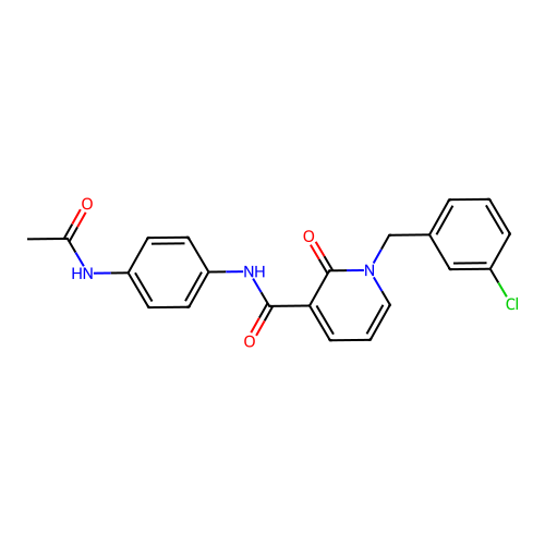 N-(4-acetamidophenyl)-1-(3-chlorobenzyl)-2-oxo-1,2-dihydropyridine-3-carboxamide structure