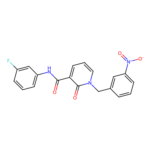 N-(3-fluorophenyl)-1-(3-nitrobenzyl)-2-oxo-1,2-dihydropyridine-3-carboxamide structure