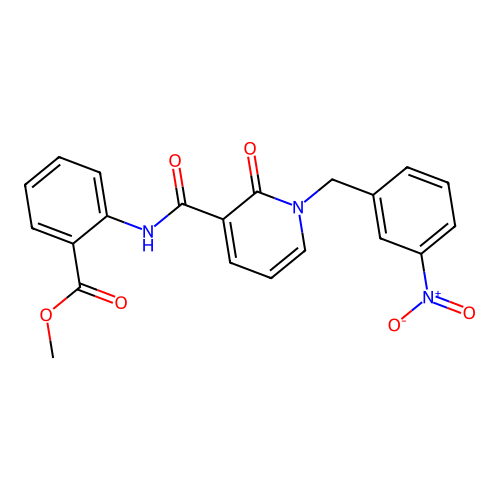 Methyl 2-(1-(3-nitrobenzyl)-2-oxo-1,2-dihydropyridine-3-carboxamido)benzoate structure