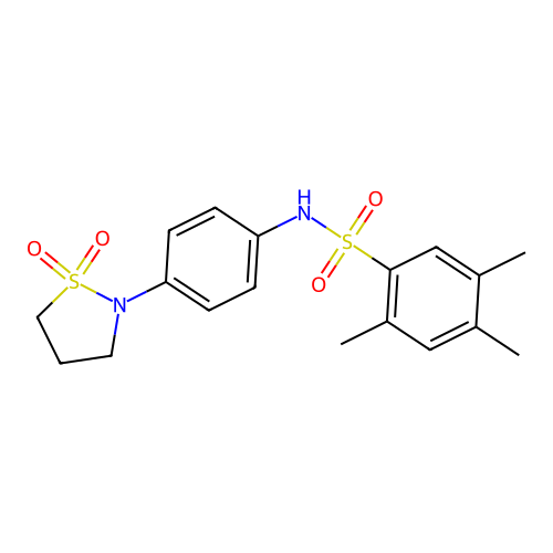 N-(4-(1,1-dioxidoisothiazolidin-2-yl)phenyl)-2,4,5-trimethylbenzenesulfonamide structure