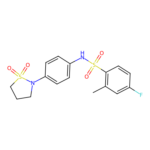 N-(4-(1,1-dioxidoisothiazolidin-2-yl)phenyl)-4-fluoro-2-methylbenzenesulfonamide structure