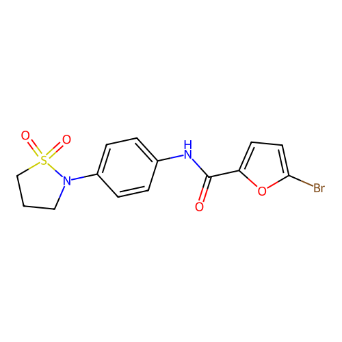 5-bromo-N-[4-(1,1-dioxo-1,2-thiazolidin-2-yl)phenyl]furan-2-carboxamide structure