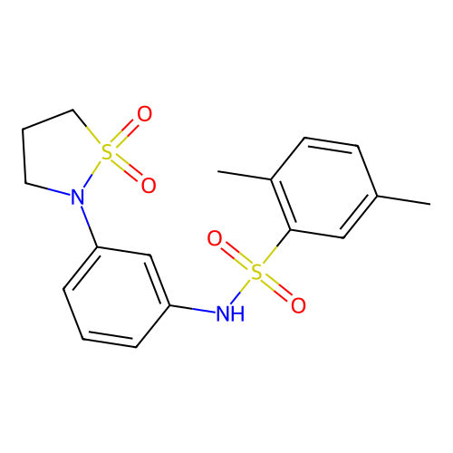 N-(3-(1,1-dioxidoisothiazolidin-2-yl)phenyl)-2,5-dimethylbenzenesulfonamide structure