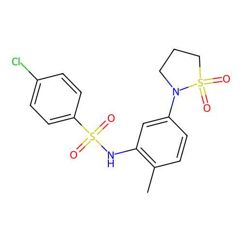 4-chloro-N-(5-(1,1-dioxidoisothiazolidin-2-yl)-2-methylphenyl)benzenesulfonamide structure