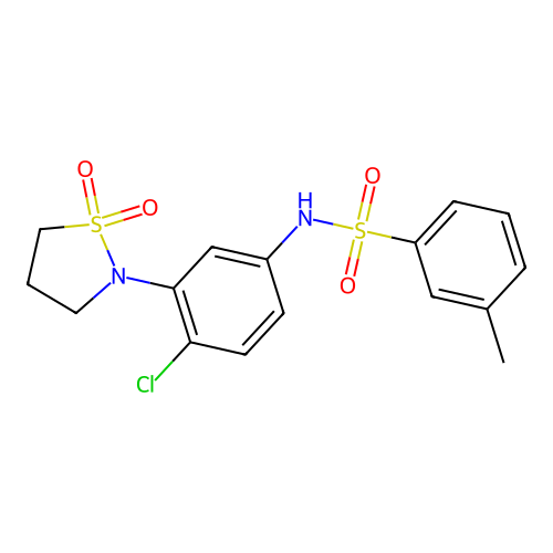 N-(4-chloro-3-(1,1-dioxidoisothiazolidin-2-yl)phenyl)-3-methylbenzenesulfonamide structure