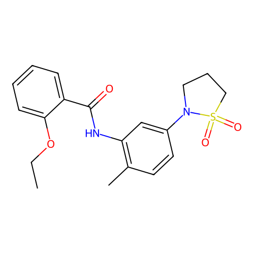 N-(5-(1,1-dioxidoisothiazolidin-2-yl)-2-methylphenyl)-2-ethoxybenzamide structure