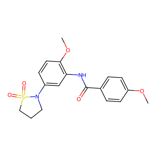 N-(5-(1,1-dioxidoisothiazolidin-2-yl)-2-methoxyphenyl)-4-methoxybenzamide structure