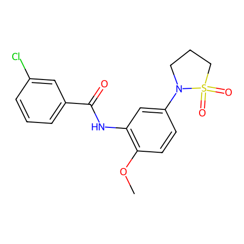 3-chloro-N-(5-(1,1-dioxidoisothiazolidin-2-yl)-2-methoxyphenyl)benzamide structure