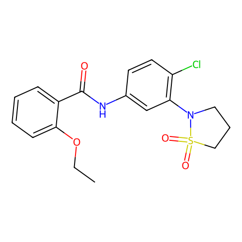N-(4-chloro-3-(1,1-dioxidoisothiazolidin-2-yl)phenyl)-2-ethoxybenzamide structure