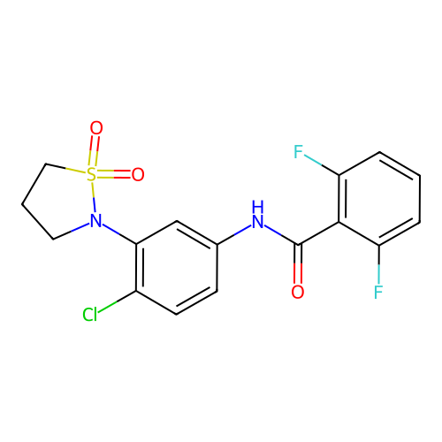 N-(4-chloro-3-(1,1-dioxidoisothiazolidin-2-yl)phenyl)-2,6-difluorobenzamide structure