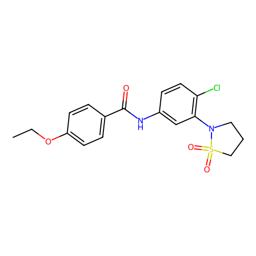 N-(4-chloro-3-(1,1-dioxidoisothiazolidin-2-yl)phenyl)-4-ethoxybenzamide structure