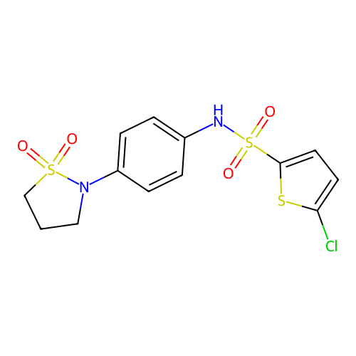 5-chloro-N-(4-(1,1-dioxidoisothiazolidin-2-yl)phenyl)thiophene-2-sulfonamide structure
