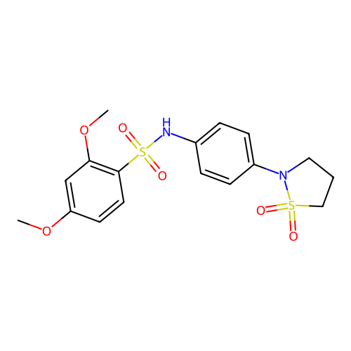N-(4-(1,1-dioxidoisothiazolidin-2-yl)phenyl)-2,4-dimethoxybenzenesulfonamide structure