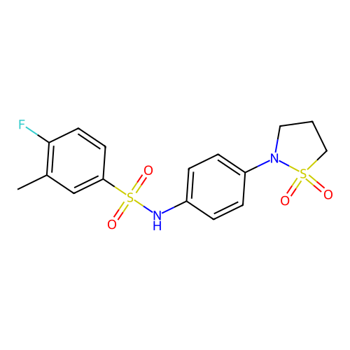 N-(4-(1,1-dioxidoisothiazolidin-2-yl)phenyl)-4-fluoro-3-methylbenzenesulfonamide structure