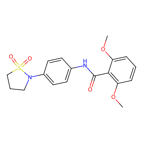 N-(4-(1,1-dioxidoisothiazolidin-2-yl)phenyl)-2,6-dimethoxybenzamide structure