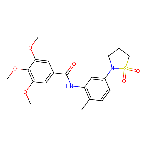 N-(5-(1,1-dioxidoisothiazolidin-2-yl)-2-methylphenyl)-3,4,5-trimethoxybenzamide structure