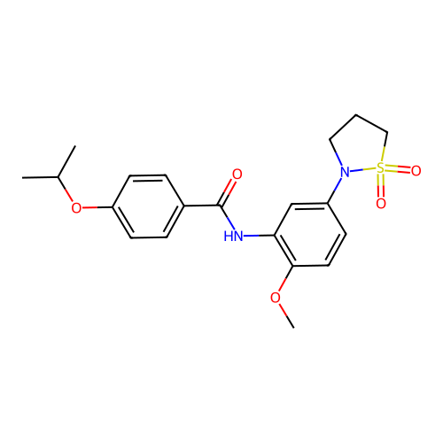 N-(5-(1,1-dioxidoisothiazolidin-2-yl)-2-methoxyphenyl)-4-isopropoxybenzamide structure