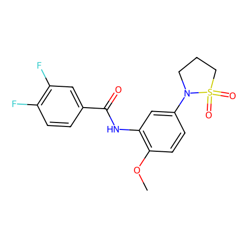 N-(5-(1,1-dioxidoisothiazolidin-2-yl)-2-methoxyphenyl)-3,4-difluorobenzamide structure