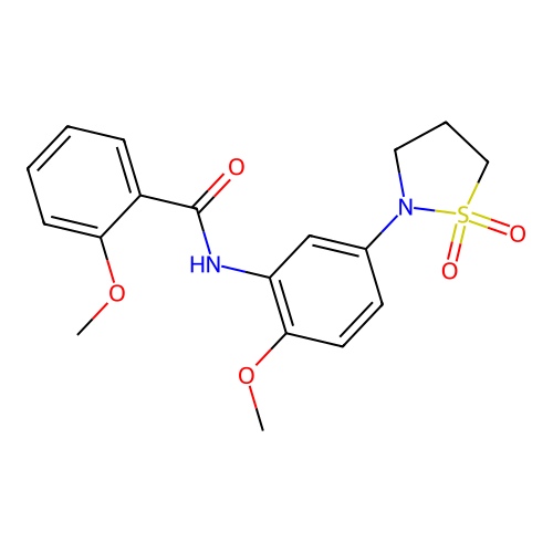 N-(5-(1,1-dioxidoisothiazolidin-2-yl)-2-methoxyphenyl)-2-methoxybenzamide structure