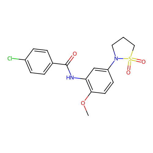 4-chloro-N-(5-(1,1-dioxidoisothiazolidin-2-yl)-2-methoxyphenyl)benzamide structure