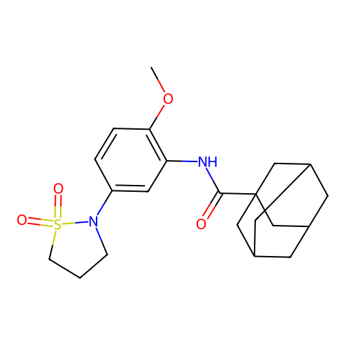 N-[5-(1,1-dioxo-1,2-thiazolidin-2-yl)-2-methoxyphenyl]adamantane-1-carboxamide structure