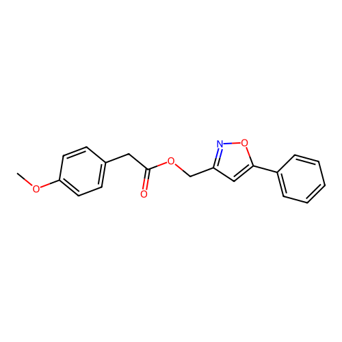 (5-Phenyl-1,2-oxazol-3-yl)methyl 2-(4-methoxyphenyl)acetate structure