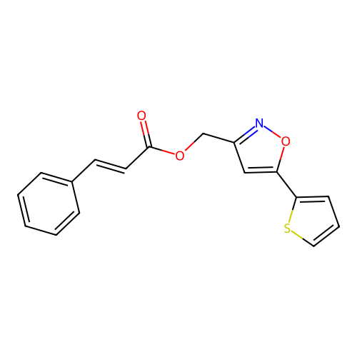 [5-(thiophen-2-yl)-1,2-oxazol-3-yl]methyl (2Z)-3-phenylprop-2-enoate structure