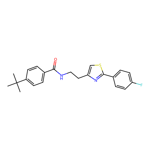 4-tert-butyl-N-{2-[2-(4-fluorophenyl)-1,3-thiazol-4-yl]ethyl}benzamide structure