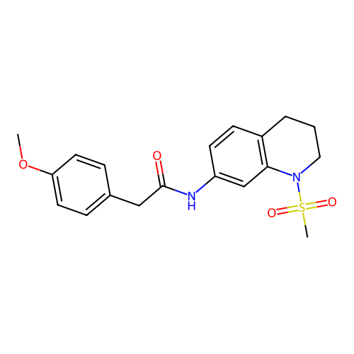 2-(4-methoxyphenyl)-N-(1-methylsulfonyl-3,4-dihydro-2H-quinolin-7-yl)acetamide structure