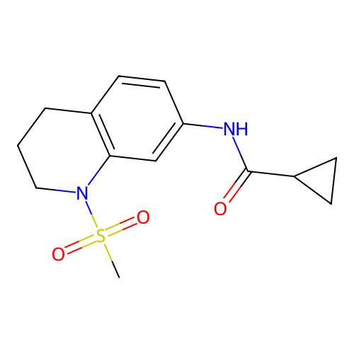 N-(1-methylsulfonyl-3,4-dihydro-2H-quinolin-7-yl)cyclopropanecarboxamide structure