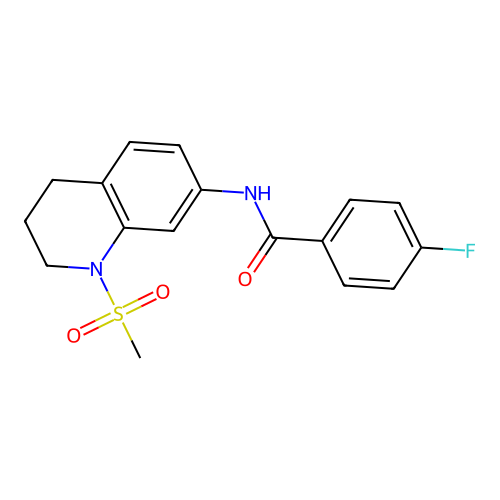 4-fluoro-N-(1-methylsulfonyl-3,4-dihydro-2H-quinolin-7-yl)benzamide structure