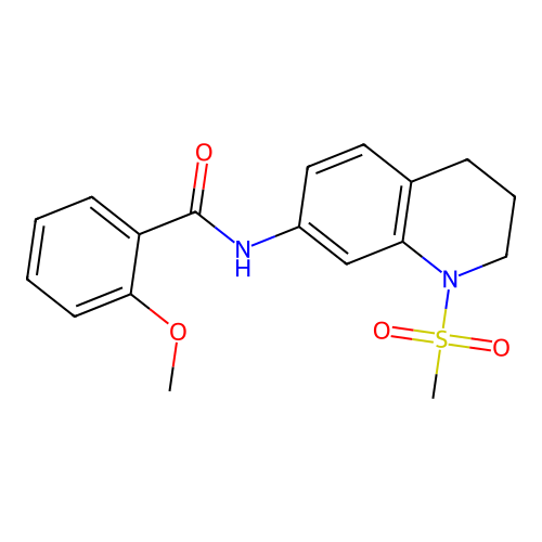 2-methoxy-N-(1-methylsulfonyl-3,4-dihydro-2H-quinolin-7-yl)benzamide structure