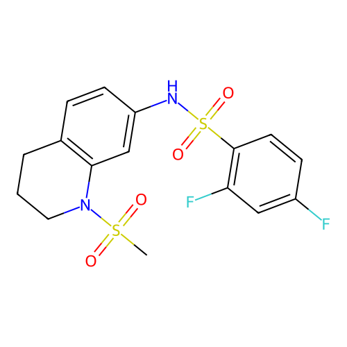 2,4-difluoro-N-(1-methylsulfonyl-3,4-dihydro-2H-quinolin-7-yl)benzenesulfonamide structure