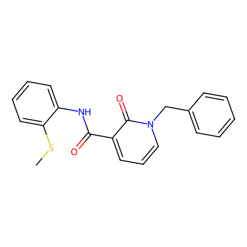 1-benzyl-N-(2-methylsulfanylphenyl)-2-oxopyridine-3-carboxamide structure