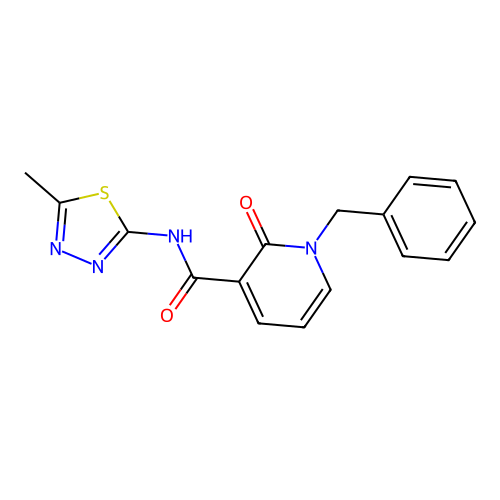 1-benzyl-N-(5-methyl-1,3,4-thiadiazol-2-yl)-2-oxo-1,2-dihydropyridine-3-carboxamide structure