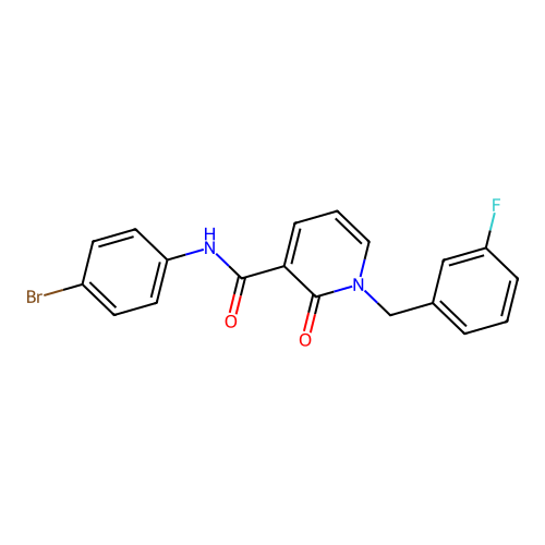 N-(4-bromophenyl)-1-(3-fluorobenzyl)-2-oxo-1,2-dihydropyridine-3-carboxamide structure