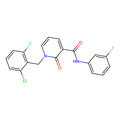 1-[(2-chloro-6-fluorophenyl)methyl]-N-(3-fluorophenyl)-2-oxo-1,2-dihydropyridine-3-carboxamide structure