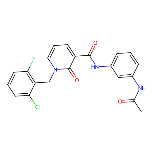 1-[(2-chloro-6-fluorophenyl)methyl]-N-(3-acetamidophenyl)-2-oxo-1,2-dihydropyridine-3-carboxamide structure